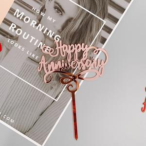 ¡Venta caliente acrílico '<span class=keywords><strong>Feliz</strong></span> aniversario' Cake Topper para boda Año Nuevo Día del Padre Día de San Valentín Decoración para Navidad también! - Product Image 5