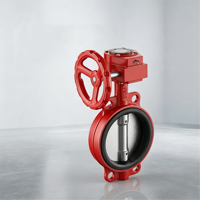 Vanne papillon de signalisation incendie à joint wafer en fonte ductile peinte rouge sur mesure ZSXZF-Q-150-16, vente chaude