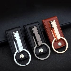 Porte-clés personnalisé en cuir PU avec logo, porte-clés promotionnel pour voiture, vente en gros, porte-clés vierge uni, anime, personnalisable, en métal - Product Image 4