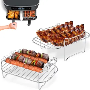 Rack redondo para cozinhar 6 7 8 polegadas de aço inoxidável Air-Fryer Rack Multi-Purpose Baking Steaming Cooling Stand Grill para Cookie