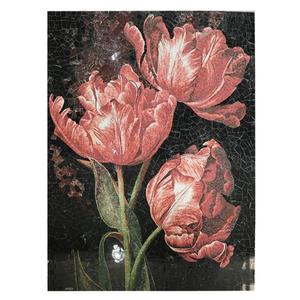 Mosaïque murale en marbre et verre, motif floral moderne fait main, personnalisable Schomex, épaisseur 10 mm, design graphique intérieur. - Product Image 1