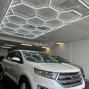 <span class=keywords><strong>Luminaire</strong></span> hexagonal plafonnier en nid d'abeille lampe de travail LED pour Garage Auto Detailing Shop 14 système de grille - Product Image 4