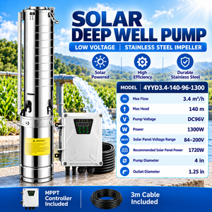 Bomba Sumergible Solar QY de 4 Pulgadas, DC96V, 1300W, 3.4 m3/h, 140m de Altura, Impulsor de Acero Inoxidable - Product Image 4