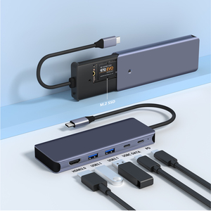 6合1 USB C集线器C型集线器4K HDMI扩展坞，带m2 NVME固态硬盘外壳适配器100W PD充电usb-c 3.1 10Gbps - Product Image 1