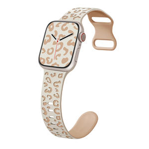 Correa de Reloj Deportiva de Silicona con Grabado de Leopardo en Dos Tonos y Logotipo OEM <span class=keywords><strong>para</strong></span> <span class=keywords><strong>Apple</strong></span> <span class=keywords><strong>Watch</strong></span>, Resistente al Agua, 38/40/41/42/44/45/46/49mm - Product Image 2