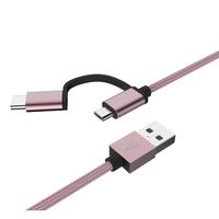Cable usb trenzado de nailon personalizable, para Samsung, teléfono Android, con enchufe 2 en 1 Tipo c y micro B