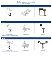 Clips de fixation pour grilles en PRV et poutres de support, clips M, clips C, clips L, kit d'installation par boulons