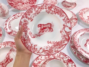 New Product European Style 41pcs <b>Red</b> Deluxe Bone China <b>Dinner</b> <b>Set</b> - Product Image 4