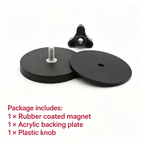 Car Roof Sign Magnetic Mount Kit 43mm 66mm 88mm Rubber Coated Pot Magnet with Thread Stud Acrylic Backing Plate and Plastic Knob - Product Image 2