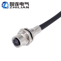 Connecteur ZLconnector IP67 étanche M12 à verrouillage par vis, contact en laiton, boîtier en PVC/TPU, câble moulé mâle, connecteur femelle à montage sur panneau Dcode