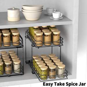 Étagère à épices <span class=keywords><strong>extensible</strong></span> à 2 niveaux pour lave-vaisselle Étagère d'évier relevable pour armoires de cuisine Supports de rangement pour la cuisine - Product Image 6