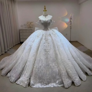 Lsjj136 Scoop-Neck <b>Ball</b> Gown Lace Chapel Train Wedding Dress Ruffles Vestidos De Novia Luxury Novias Official Jancember - Product Image 1