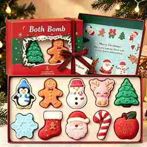 Coffret Cadeau de Boules de Bain Effervescentes aux Huiles Essentielles Biologiques, Boules de Sel de Bain Parfumées pour Noël, Décoration de Salle de Bain - Product Image 4