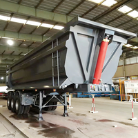 Remorque à benne basculante d'occasion à 4 essieux, 60 tonnes, 70 tonnes, 80 tonnes, en forme de U, 42 m3, 45 m3