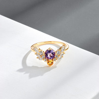 Bague Niche S925 en argent avec améthyste naturelle pour femme, style rétro, forme géométrique, bijoux fins en argent pour dîner de gala