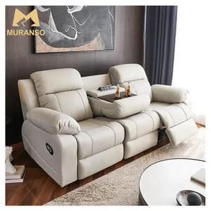Modern Leather Electric Recliner Sofa Power Recliner Home Theater Sofa With Cup Holder
