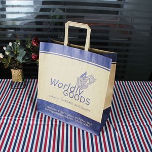 Bolsa de Papel Kraft Desechable para Restaurante con Asas para Alitas de Pollo, Comida para Llevar, Empaque Biodegradable con Logotipo Personalizado - Product Image 4