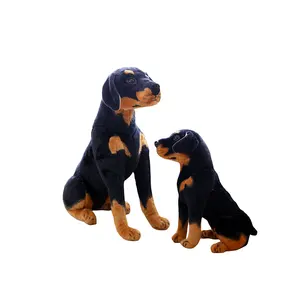 Groothandel Realistische Rottweiler Schattige Zwarte Hond Knuffeldier Simulatie Plushie Puppy