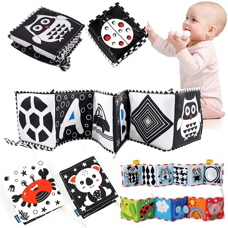 Ma Trending Products 2024 Baby Fabric Cloth Book Folding Crinkle Touch Newborn Intelligence Cloth Book Toddlers Gift Book Toy