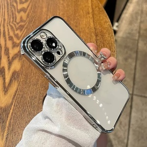 Honatop custodia di ricarica Wireless magnetica di lusso per <span class=keywords><strong>iPhone</strong></span> 15 14 Plus 13 12 <span class=keywords><strong>11</strong></span> <span class=keywords><strong>Cover</strong></span> in <span class=keywords><strong>Silicone</strong></span> <span class=keywords><strong>trasparente</strong></span> placcato Pro Max - Product Image 1
