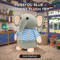 Fun4you Peluche Éléphant – Adorable Jouet en Peluche Douce en Coton et Coton PP – Cadeau d'Anniversaire Douillet pour Tout-Petits – Unisexe 20cm Bleu