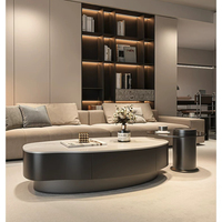 Ensemble de tables basses gigognes modernes style crème avec tiroir de rangement, table à thé minimaliste pour salon, table d'appoint décorative pour la maison
