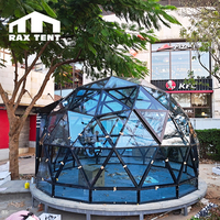 Tente RAX TENT en forme de dôme géodésique en verre pour restaurant et café avec double couche de verre trempé