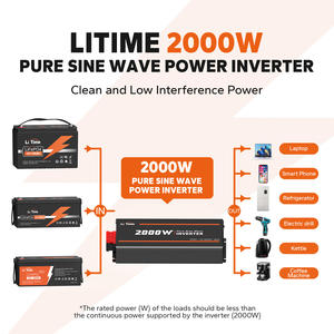 Tariffa libera USA Stock livime 1000 <span class=keywords><strong>Watt</strong></span> 12V 2KW onda sinusoidale pura Inverter per Off Grid RV casa energia solare di accumulo di energia - Product Image 6