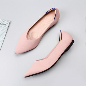 2024 Stock <span class=keywords><strong>zapatos</strong></span> planos Ballrina para <span class=keywords><strong>mujer</strong></span>, parte superior de tela básica de moda barata con plantilla de malla ligera con estampado de lazo elástico Popular, Verano - Product Image 5