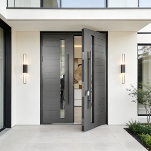 Moderne Turkse beveiligingsdeuren met dubbele deuren voor buiten, eenvoudig <span class=keywords><strong>design</strong></span>, toegangsdeur met beveiliging, rechtstreeks vanuit de Chinese fabriek. - Product Image 1