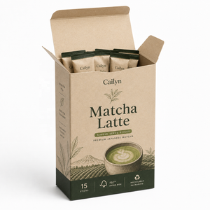 <span class=keywords><strong>Scatola</strong></span> in Carta Kraft Certificata FSC Personalizzata <span class=keywords><strong>per</strong></span> <span class=keywords><strong>Bustine</strong></span> di Matcha Latte, Imballaggio Ecologico <span class=keywords><strong>per</strong></span> Vendita al Dettaglio - Product Image 2
