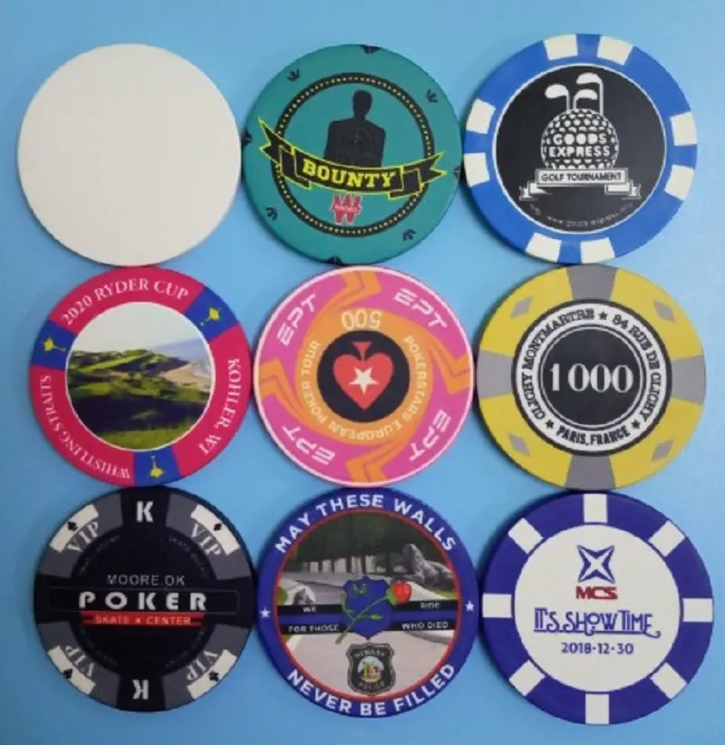 Ücretsiz tasarım ve örnek boş casino ucuz UV baskı 10g seramik poker chips özel logo ile profesyonel fabrika tedarikçisi