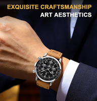 Montre Poedagar de luxe en cuir 2024, étanche, lumineuse, pour homme, chronographe multifonctionnel, date, quartz