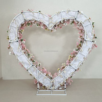 NINI Arche de fleurs artificielles en soie corail, faite main, couleur personnalisée, haute qualité, imperméable, motif cœur, pour toile de fond de plage estivale