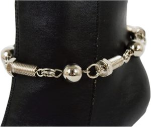 Silver Boot Chain <b>Bracelets</b> For Women Pair Screw And Ball Hardware Charms Boot <b>Anklet</b> Jewelry For Boots Concerts Rodeo And Parti - Product Image 5