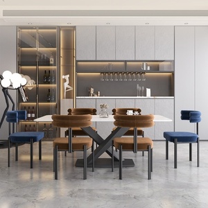 Chaises de <span class=keywords><strong>salle</strong></span> à <span class=keywords><strong>manger</strong></span> modernes de luxe en métal, vente en gros d'usine, mobilier de maison, structure en fer, revêtement en <span class=keywords><strong>tissu</strong></span>, pour salon - Product Image 3