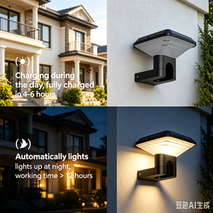 Applique Murale Carrée Solaire à LED en Aluminium Moulé sous Pression et Polycarbonate, Détection Crépusculaire Automatique, Extérieur, Garantie 3 Ans, Étanche, 360°, pour Patio et Jardin - Product Image 4