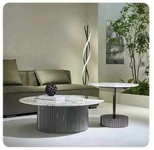 Bàn Cà Phê Sang Trọng Đồ Nội Thất Phòng Khách Bàn Đá Cẩm Thạch Mặt Trên Bàn Cà Phê Tròn Bằng Thép Không Gỉ Màu Vàng Kim Loại - Product Image 6