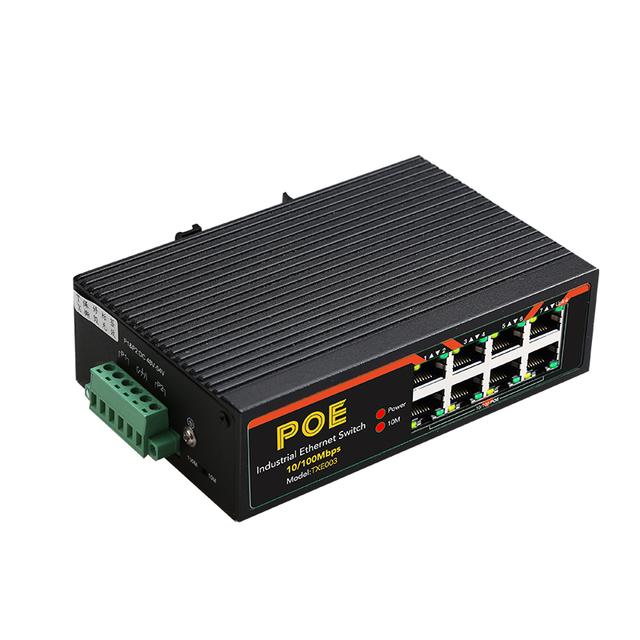 Port 100M POE Switch Industrial Grad Extend to 200M Din Rail 8 Unmanaged PoE Switch for IP Camera