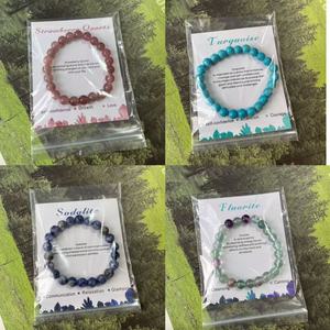 Bracciale con perline in <span class=keywords><strong>ametista</strong></span> <span class=keywords><strong>e</strong></span> quarzo rosa da 8 mm in pietra naturale con biglietto messaggio - Miglior prezzo, gioielli all'ingrosso - Product Image 5