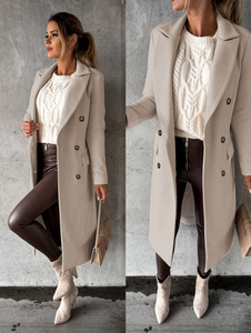 Abrigo de <span class=keywords><strong>Mujer</strong></span> Estilo Vintage, Cruzado, Elegante, Largo, de <span class=keywords><strong>Lana</strong></span>, con Solapa de Pico, Transpirable, para Invierno - Product Image 3