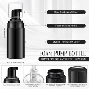 Botella de Plástico PET/PP Negra de 100ml, 120ml, 150ml, 200ml con Bomba de Espuma Personalizable, Impresión por Transferencia de Calor/Serigrafía, 100 Unidades para Cuidado de la Piel - Product Image 2