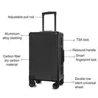 Valises en fibre de carbone en gros, 100% fibre de carbone véritable, valises de voyage de haute qualité, bagages rigides personnalisés