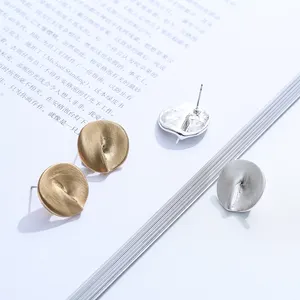 TongLing handmade 14k gold plated earring silver alloy button shape earrings