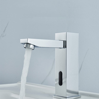 Robinet de lavabo automatique en laiton à trou unique, à montage sur plan, avec cartouche céramique moderne, à capteur de mouvement, sans contact, à induction, pour maison et villa