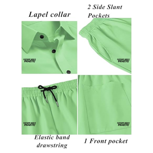Conjunto de 2 piezas de camisa polo y pantalones cortos de estilo casual para hombre, color loro, de la mejor calidad, servicio OEM, última tendencia. - Product Image 5