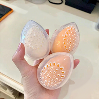 Éponge de maquillage avec trous d'aération, étui portable en forme d'œuf, boîte de rangement anti-moisissure pour houppette, support en forme de coquille d'œuf, emballage anti-poussière, boîte en plastique.