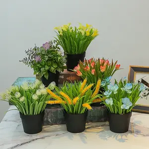 FY028 사용자 정의 저렴한 도매 현대 식물 냄비 수제 플라스틱 정원 인공 실내 화분 식물