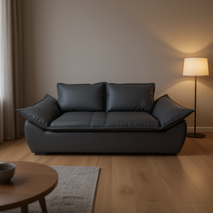 Divano Moderno a Tre Posti in Pelle PU Grigio Scuro con Cuscini e Imbottitura in Schiuma per Soggiorno - Product Image 2