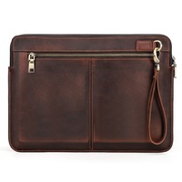 Bolsa Interior para Computadora con Cierre de Cuero Crazy Horse Retro, Funda Protectora Multifuncional para Laptop